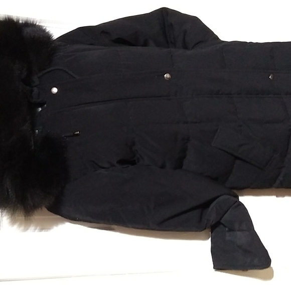 Anne Klein Waterfowl Feather Down Puffer Coat Opt.Fox Fur Trim Hood -LIKE NEW - Picture 3 of 12